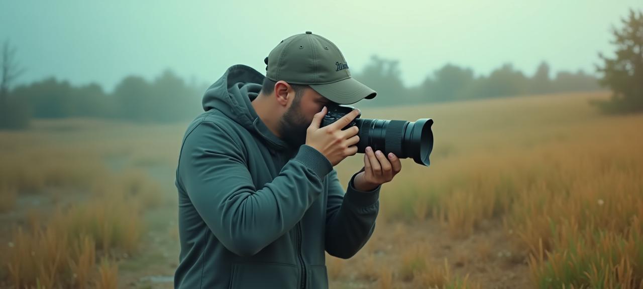 Powerful visual of a photojournalist capturing a moment in the field